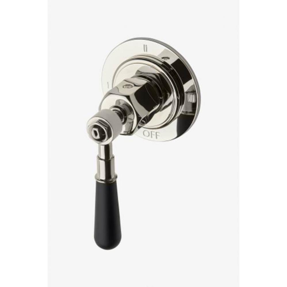 Regulator Three Way Thermostatic Diverter Valve Trim with Black Lever Handle in Nickel