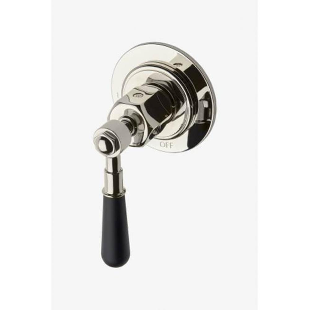 Regulator Two Way Thermostatic Diverter Valve Trim with Black Lever Handle in Unlacquered Brass