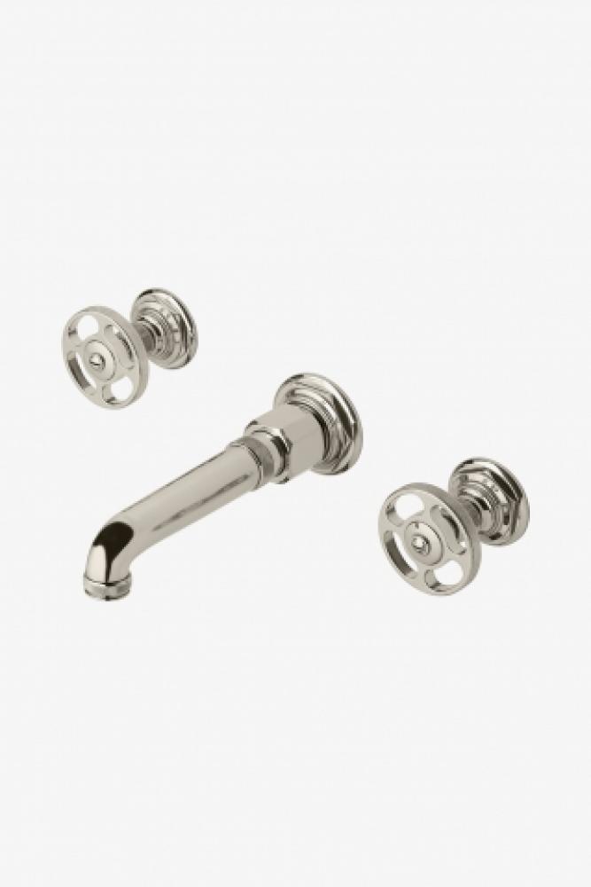 R.W. Atlas Wall Mounted Lavatory Faucet with Metal Wheel Handles in