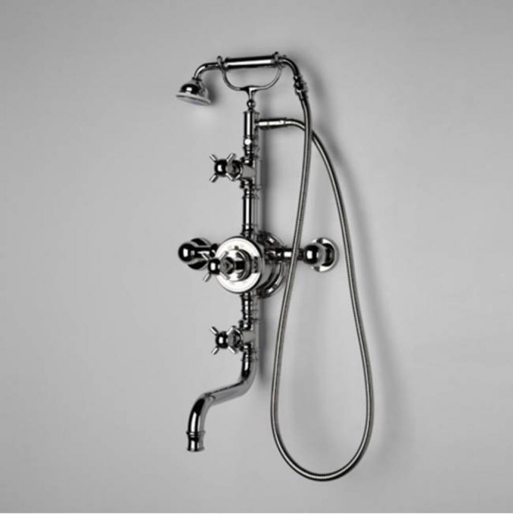 Olympia Exposed Tub Filler Thermostatic with Handshower and Metal Lever Diverter in Matte