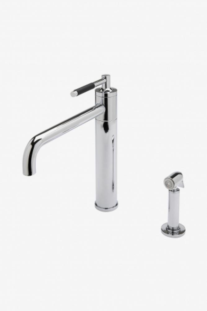 Universal Modern One Hole High Profile Kitchen Faucet, Metal Lever Handle and Spray in Vintage
