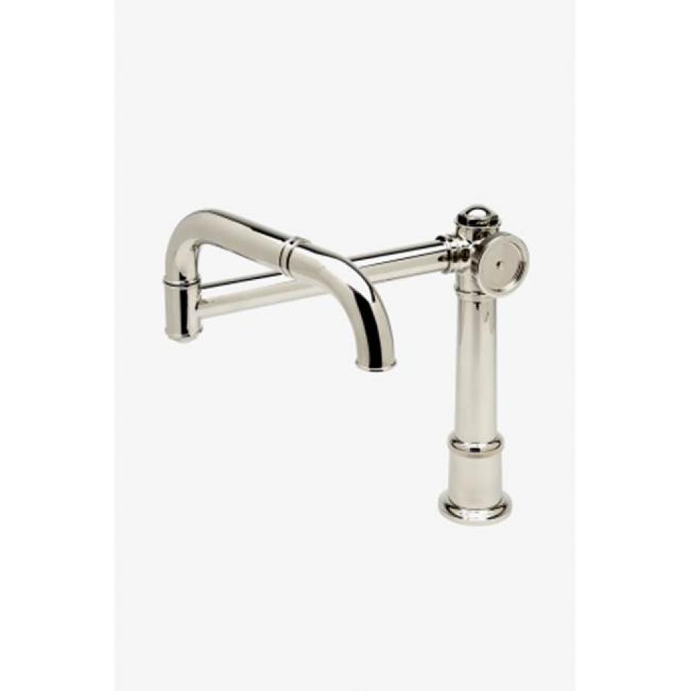 On Tap Deck Mounted Articulated Pot Filler with Metal Wheel Handle in Matte Nickel