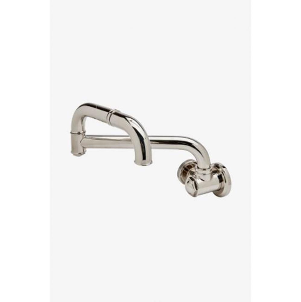 On Tap Articulated Pot Filler with Metal Wheel Handle in Unlacquered Brass