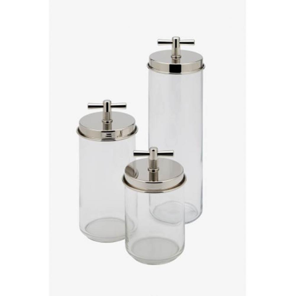 Quarter Set of Three Glass Storage Jars with Nickel Lids