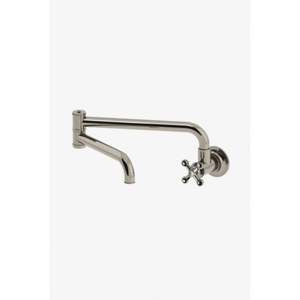 Dash Wall Mounted Articulated Pot Filler with Metal Cross Handle in Chrome