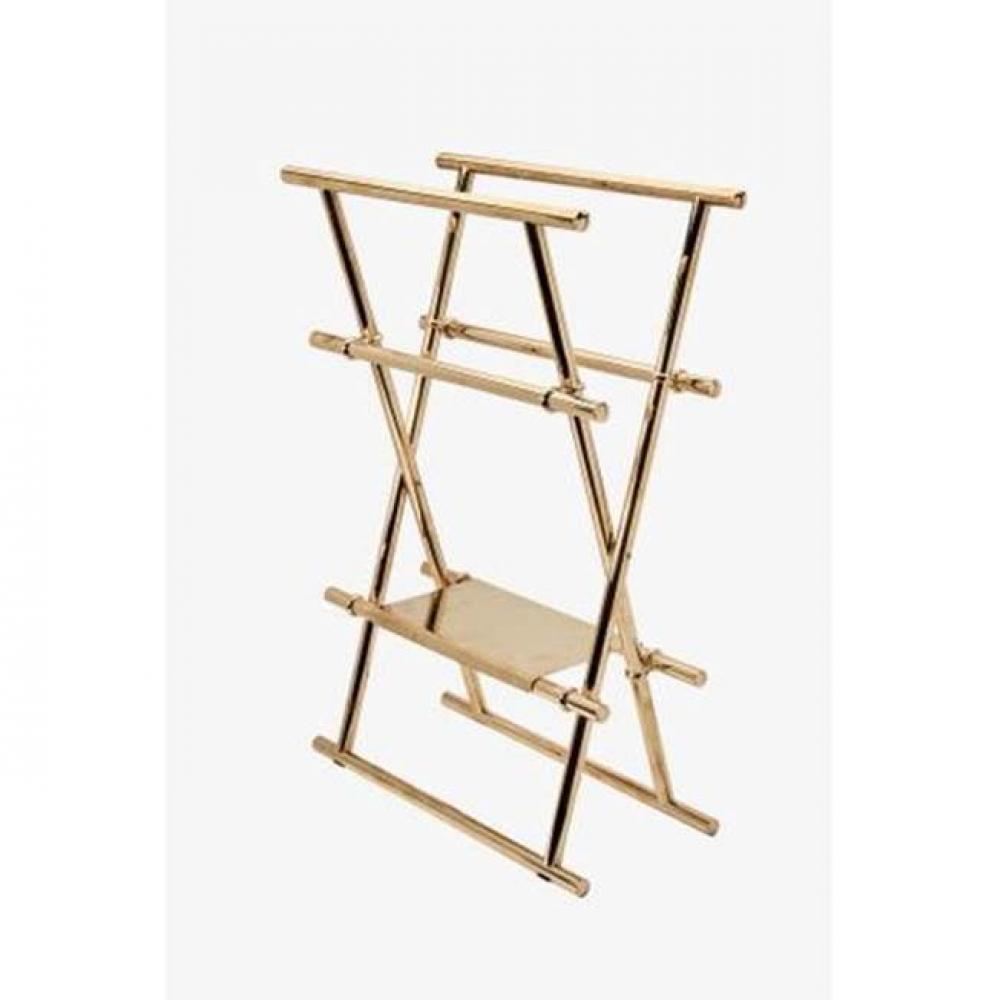 Bambu Folding Towel Rack in Unlacquered brass