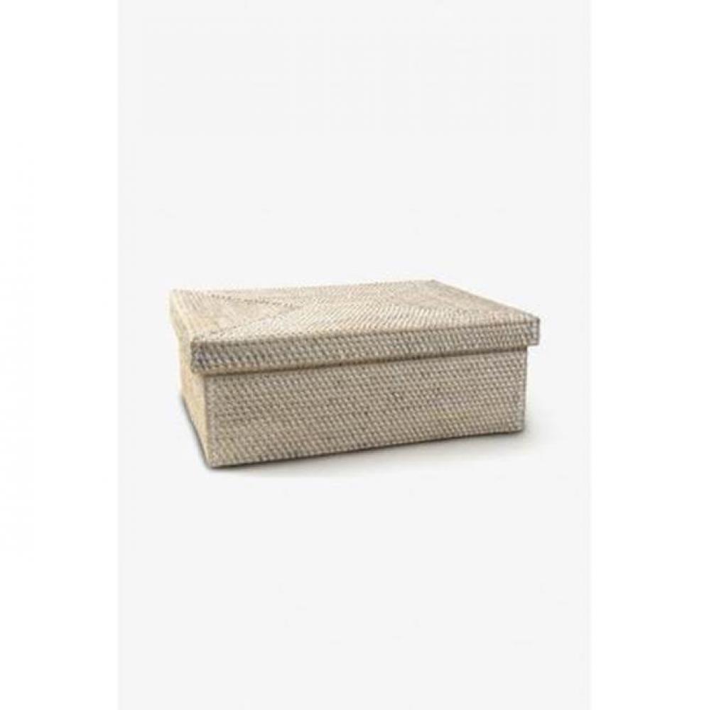 Palm Medium Rectangular Basket with Lid in White Wash