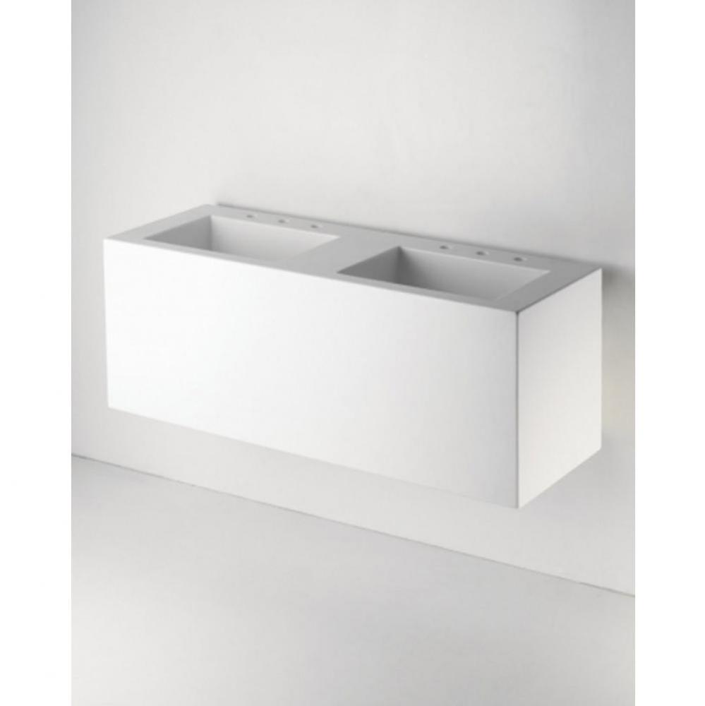 .25 Rectangular Double Wall Mounted Corian Lavatory Sink 52'' x 20'' x 19