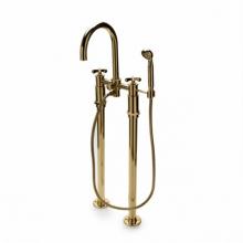 Waterworks 09-12087-47093 - Henry Exposed Floor Mounted Tub Filler with 2.5gpm Handshower and Metal Cross Handles in Matte Nic