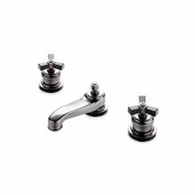 Waterworks 07-76887-59395 - Aero Low Profile Three Hole Deck Mounted Lavatory Faucet with Ebony Cross Handles in Unlacquered