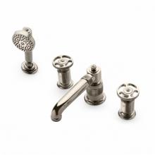 Waterworks 09-05045-01458 - R.W. Atlas Low Profile Concealed Tub Filler With Handshower and Metal Wheel Handles in