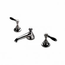 Waterworks 07-04331-95695 - Easton Vintage Low Profile Three Hole Deck Mounted Lavatory Faucet with Black Porcelain Lever