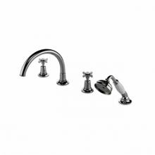 Waterworks 09-30145-64195 - Easton Classic Gooseneck Concealed Tub Filler with Handshower and Metal Cross Handles in