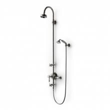 Waterworks 05-66184-91516 - Etoile Exposed Thermostatic System with 4 1/2 Shower Rose, Handshower and White Porcelain Lever Ha