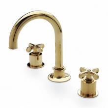 Waterworks 07-21370-28386 - Henry Gooseneck Three Hole Deck Mounted Lavatory Faucet with Metal Cross Handles in Unlacquered
