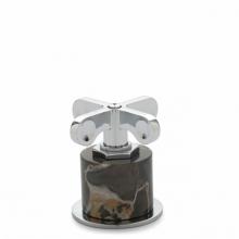 Waterworks 07-10721-28308 - Henry Gooseneck Three Hole Deck Mounted Lavatory Faucet with Portoro Cylinders and Metal Cross