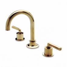 Waterworks 07-11494-33975 - Henry Gooseneck Three Hole Deck Mounted Lavatory Faucet with Metal Lever Handles in Unlacquered