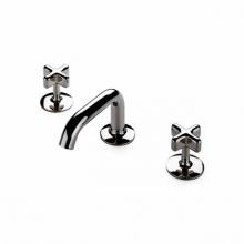 Waterworks 07-69500-93387 - .25 Low Profile Three Hole Deck Mounted Lavatory Faucet with Metal Cross Handles in Antique