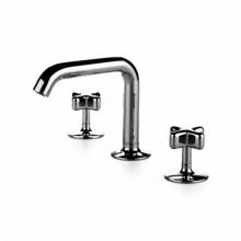 Waterworks 07-38612-29667 - .25 High Profile Three Hole Deck Mounted Lavatory Faucet with Metal Cross Handles in Antique