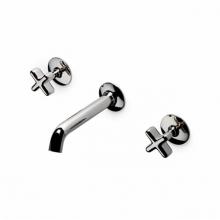 Waterworks 07-76821-16721 - .25 Low Profile Three Hole Wall Mounted Lavatory Faucet with Metal Cross Handles in Antique