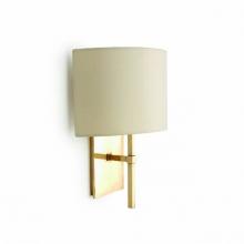 Waterworks 18-66130-39495 - Spence Wall Mounted Single Arm Sconce with Fabric Half Shade in Antique Brass