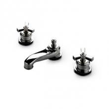 Waterworks 07-06342-76265 - Aero Low Profile Three Hole Deck Mounted Lavatory Faucet with Ebony Inlay Cross Handles in