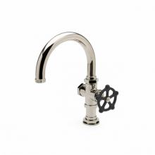 Waterworks 07-15836-68884 - Regulator One Hole Gooseneck Bar Faucet, Matte Black Wheel Handle in Chrome