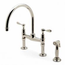 Waterworks 07-41775-92114 - Easton Classic Two Hole Bridge Gooseneck Kitchen Faucet, Metal Lever Handles and Spray in