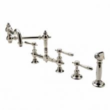 Waterworks 07-71656-25151 - Julia Two Hole Bridge Articulated Kitchen Faucet, Metal Lever Handles and Spray in Burnished