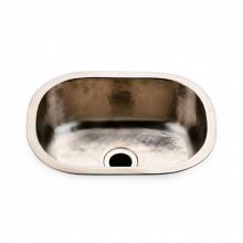Waterworks 11-57663-83882 - Normandy 15 3/4 x 11 13/16 x 5 7/16 Hammered Copper Oval Bar Sink with Center Drain in Unlacquered