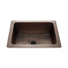 Waterworks 11-12974-99876 - Normandy 14 15/16 x 11 7/16 x 5 11/16 Hammered Copper Bar Sink with Center Drain in Antique Copper
