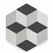Waterworks 04-24133-36820 - Promenade Decorative Field Tile Babyblock Hex 8'' x 8'' in Salt / Black / Lt