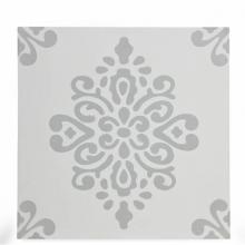 Waterworks 04-92088-79642 - Promenade Decorative Field Tile Damask 8'' x 8'' in Magnolia / Heron Matte