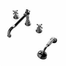 Waterworks 09-51027-09026 - Julia Deck Mounted High Profile Concealed Tub Filler with Metal Handshower and Metal Cross