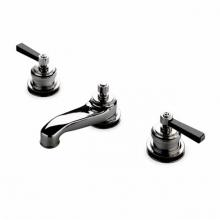 Waterworks 07-18945-55301 - Aero Low Profile Three Hole Deck Mounted Lavatory Faucet with Ebony Lever Handles in Nickel