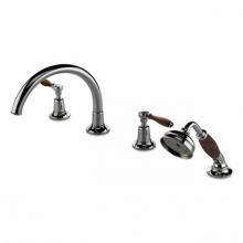 Waterworks 09-78728-33117 - Easton Classic Gooseneck Concealed Tub Filler With Handshower and Oak Lever Handles in