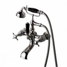 Waterworks 09-80228-37874 - Easton Vintage Exposed Tub Filler, Black Porcelain Handshower and Lever Diverter in