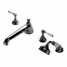 Waterworks 09-23026-45615 - Easton Vintage Low Profile Concealed Tub Filler With Handshower and White Porcelain Lever Handles