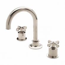 Waterworks 07-08581-57760 - Henry Gooseneck Three Hole Deck Mounted Lavatory Faucet with Metal Cross Handles in