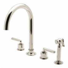 Waterworks 07-74127-54627 - Henry Three Hole Gooseneck Kitchen Faucet, Metal Lever Handles and Spray in