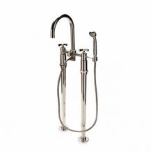 Waterworks 09-26181-34575 - Henry Exposed Floor Mounted Tub Filler With Handshower and Metal Cross Handles in Burnished