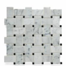 Waterworks 03-21283-06071 - Studio Stone 3cm x 5cm Basketweave Mosaic in Gray Carrara/Eclipse Polished