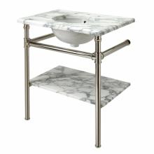 Waterworks 12-59311-69132 - Henry Metal Round Single Two Leg Washstand 29 x 20 x 31 3/4 in Unlacquered Brass