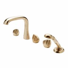 Waterworks 09-86974-29897 - Isla Deck Mounted High Profile Concealed Tub Filler with Handshower and Metal Petra Handles in