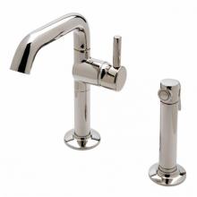 Waterworks 07-29635-33370 - .25 One Hole High Profile Kitchen Faucet, Short Metal Handle and Metal Spray in Antique Brass,