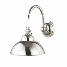 Waterworks 18-73765-83215 - Derby Wall Mounted Single Large Hook Arm Sconce with Metal Shade in Unlacquered Brass