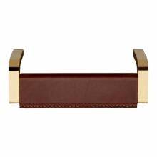 Waterworks 22-14464-42861 - Echo Park 4 1/8 Chestnut Leather Pull in Unlacquered Brass