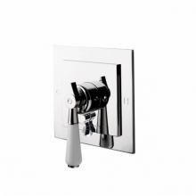 Waterworks 05-43410-27520 - Universal Square Pressure Balance with Diverter Trim with White Porcelain Lever Handle in