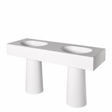 Waterworks 11-19697-59528 - Formwork Lithic  Double Pedestal Sink for Wall Mounted Faucets 62'' x 22