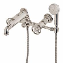 Waterworks 09-41102-83906 - R.W. Atlas Exposed Wall Mounted Tub Filler with Handshower and Wheel Handles in
